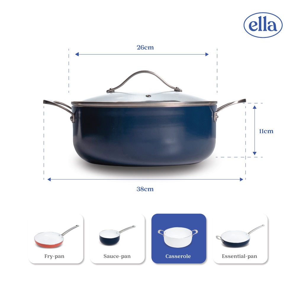 Ella Casserole Non Stick, Non Toxic, Ceramic Coating Casserole