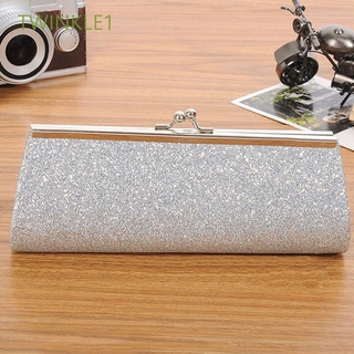 Pre-owned Pochette Knot Glitter Clutch Bag In Silver