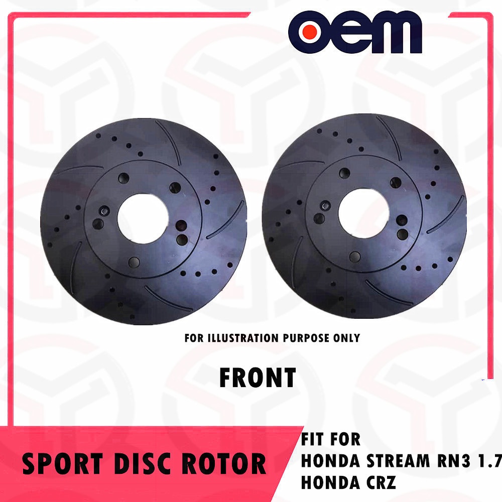 HONDA STREAM RN1 1.7 S7A 2000-2005 CRZ FRONT SPORT DRILLED SLOTTED DISC ...