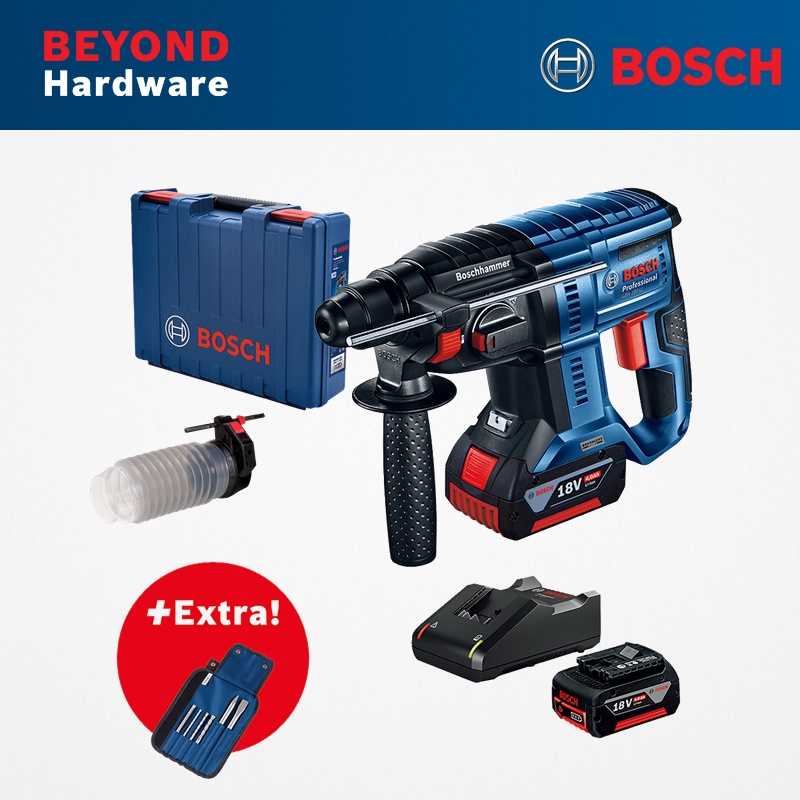 BOSCH GBH 180LI Cordless Brushless Rotary Hammer Kit + Extra 6pcs