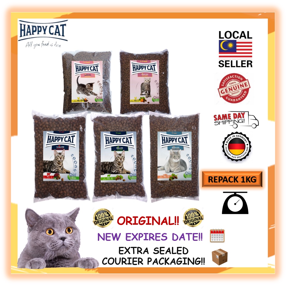 🌟100 ORIGINAL REPACKING🌟 Happy Cat All Range Cat Food / Cat Dry Food / Makanan Kucing / 1kg