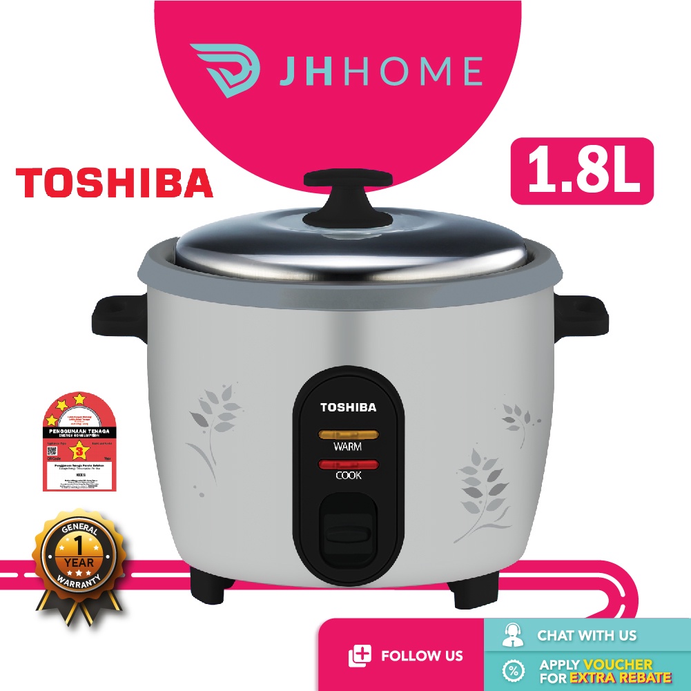 Toshiba Conventional Rice Cooker (1.8L) RC-T18CEMY(GY) | Shopee Malaysia