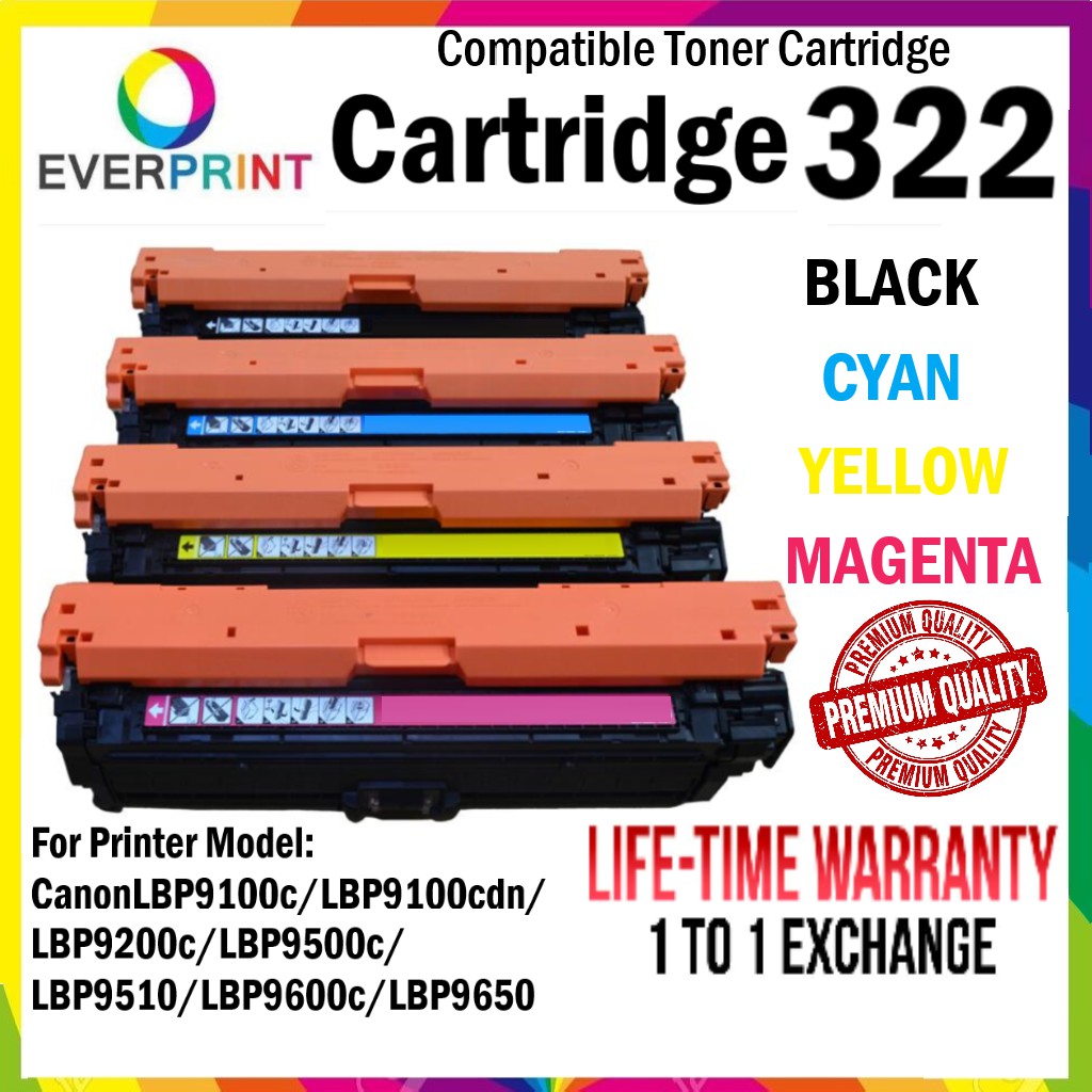 Canon Cartridge 322 Black Cyan Yellow Magenta Compatible Toner ...