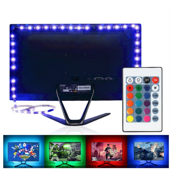 Led strip lights 5050 Led Light with 24 Keys IR Remote and 5V Power ...