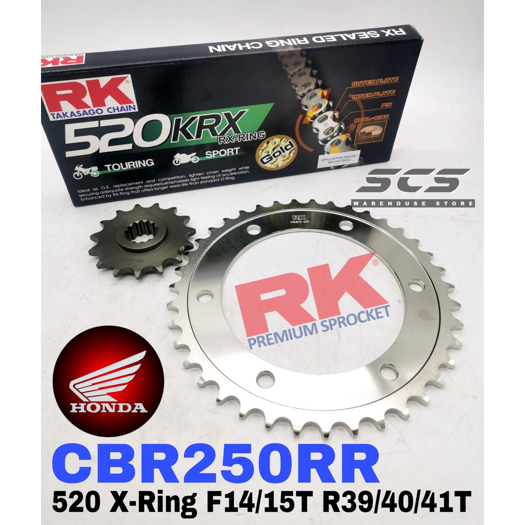 RK Sprocket Set Honda CBR250RR New 520 X-Ring Black Gold Chain Rantai ...