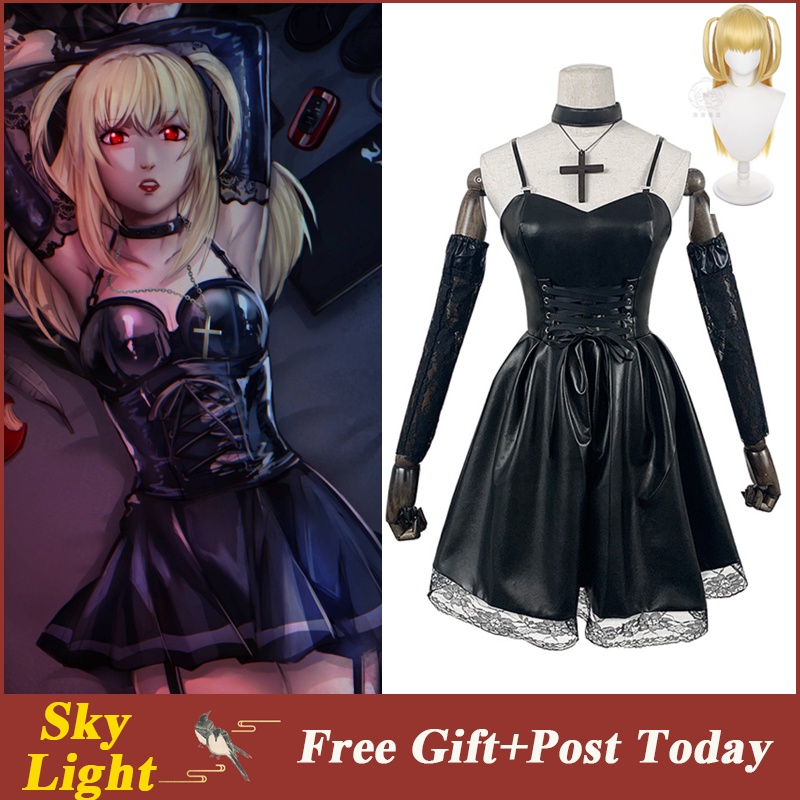 Death Note Cosplay Costume Misa Amane Imitation Leather Sexy Dress