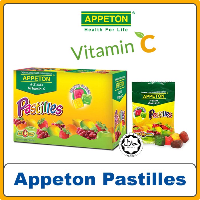 Appeton A-Z Kid's Vitamin C Pastilles 20 Sachets Per Box (High Vitamin ...