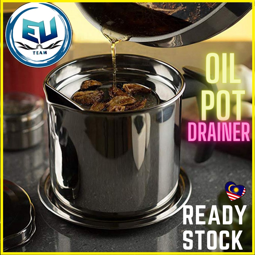 ⭐ Stainless Steel Oil Pot Filter Oil Can Oil Storage Grease Keeper ...