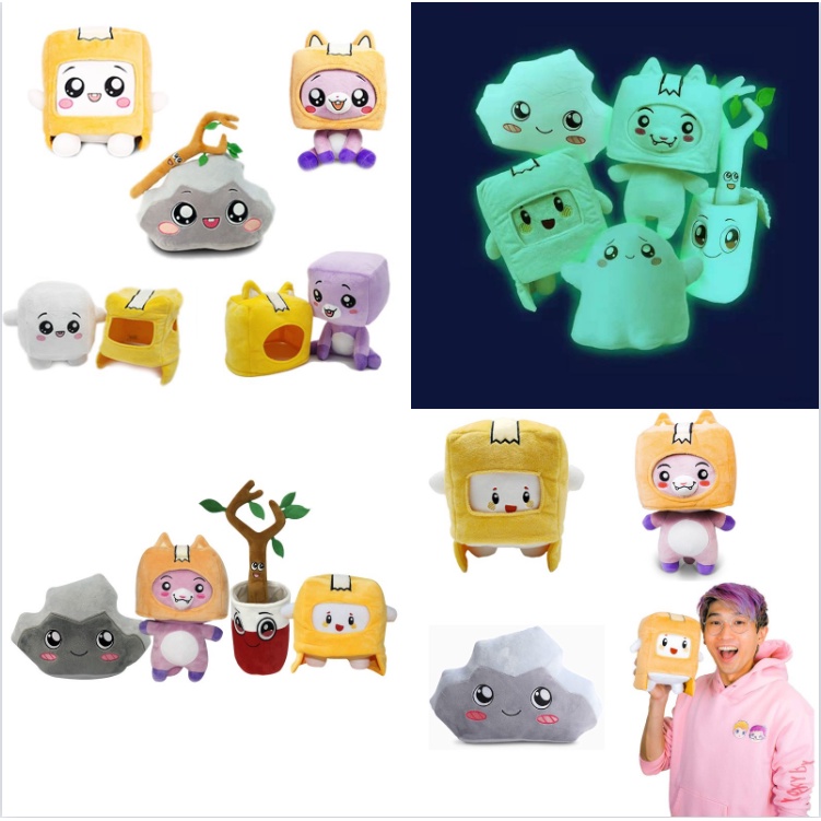 Lankybox BOXY FOXY ROCKY Plush Soft Stuffed Toy Kid Game Figure Plushie ...