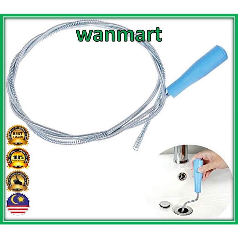 Ready Stock Spring Set Spiral Pipe Cleaning Rod Sink Drain Cleaner Clog ...