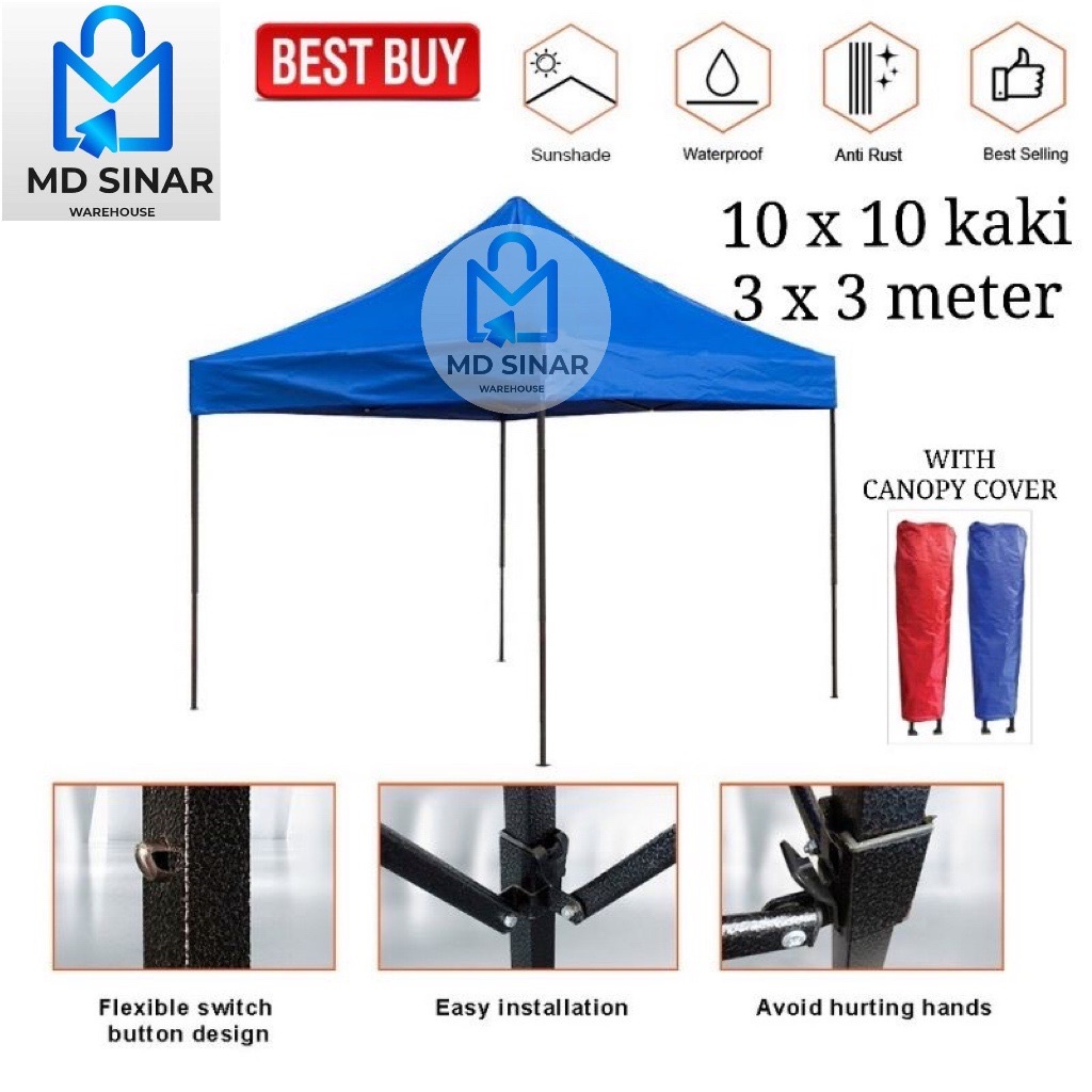 MD SINAR 10x10 Ft 3x3m folding canopy / folding tent / kanopi bazar ...