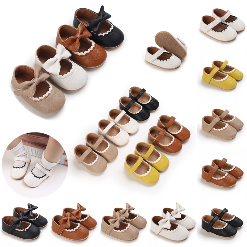 Soft Leather Baby Moccasins Shoes Newborn Rubber Sole First Walkers