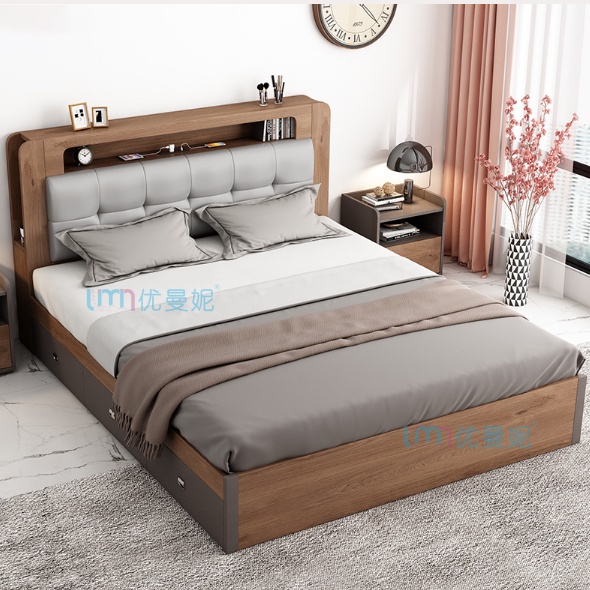 Nordic Tatami Storage Double Bed Bedroom Furniture With Usb Charge High ...