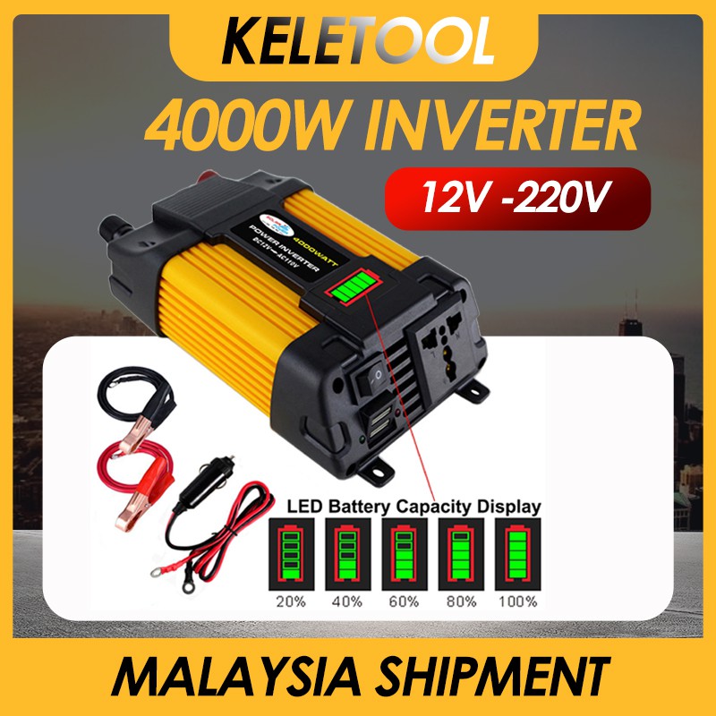 4000w 12v 220v/110v Led Ac Car Power Inverter Converter Charger Adapter  Inversor Dual Usb Transformer Modified Sine Wave