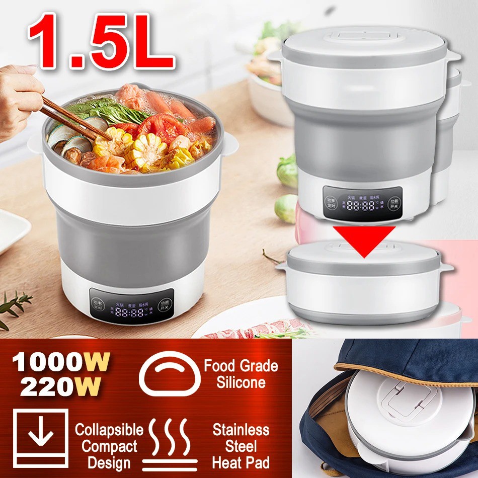 1.5L Compact Folding Multifunctional Travel Portable Electric Cooker ...
