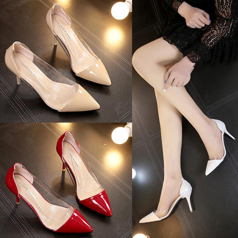 Sexy Women's Autumn Leather Shoes Plus Size 35-42 Office Lady Shoes Women's  Elegant Pumps Fashion Pointed Toe Mid-Heel Dress Shoes (Color : Wine Red