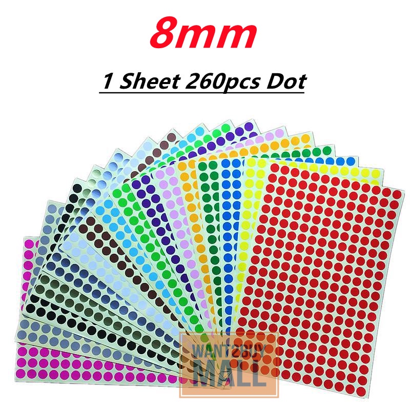 🇲🇾 1 Sheet Round Circle Bulat Dot Self Adhesive Color Label Remark Code ...