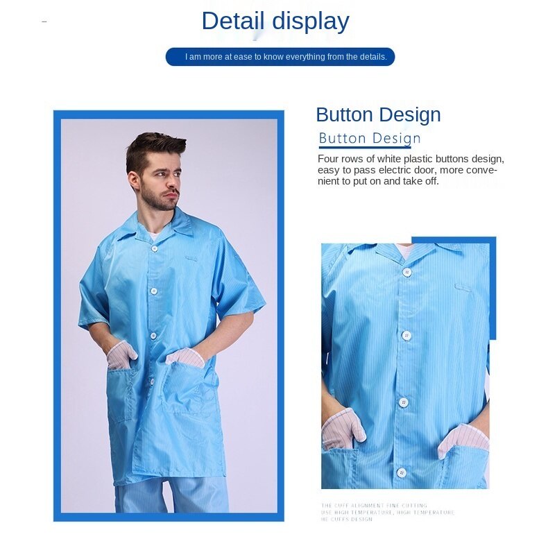 ESD Short Suit Anti-Static Short Sleeve Smock Unifom for Clean Room ...