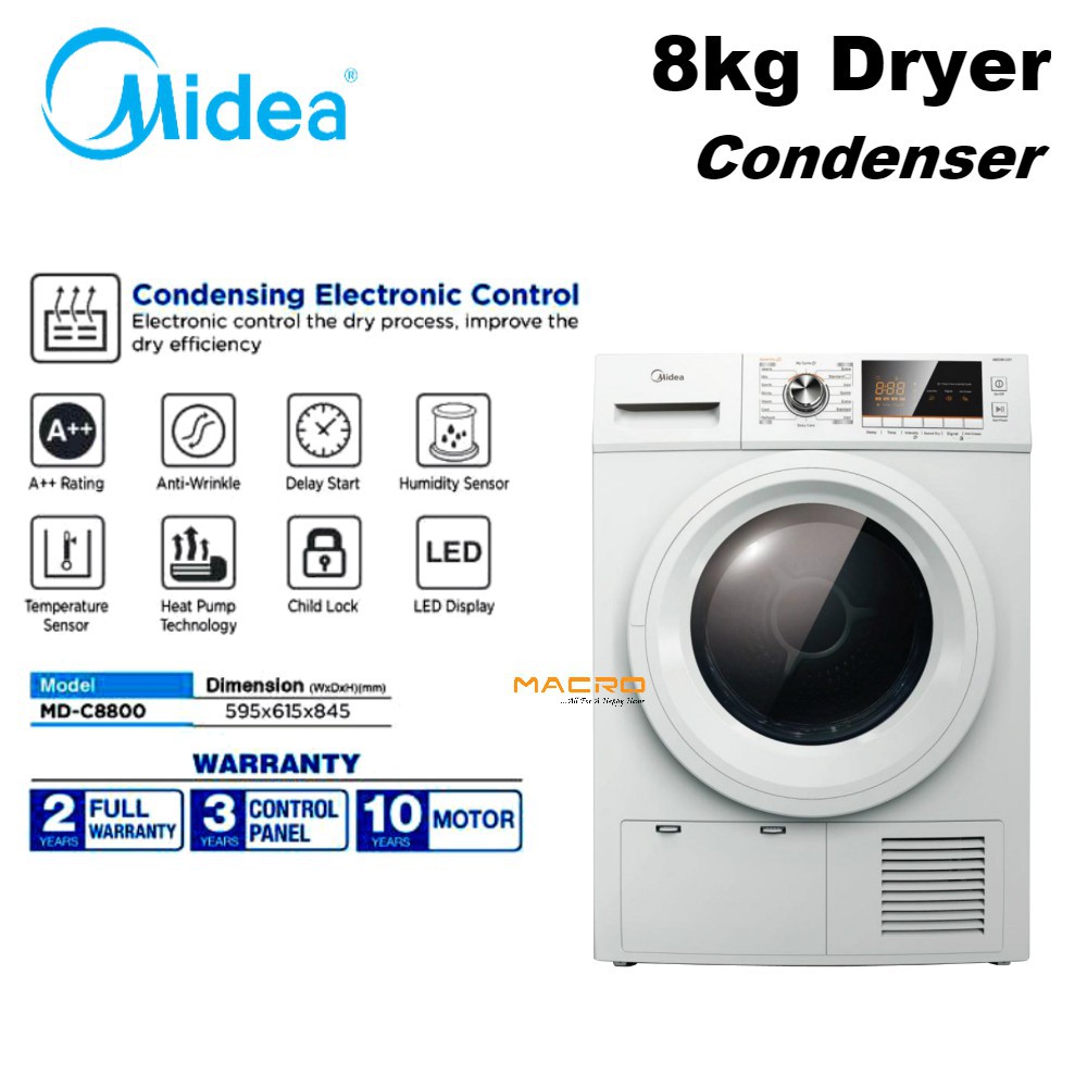 *NEW 🅾🅵🅵🅴🆁!*MIDEA DRYER MD7388 (7KG) /TOSHIBA 9.5KG FRONT LOAD