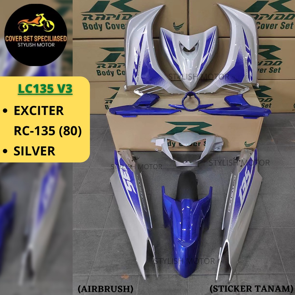 LC135 V3 4S 5S ES EXCITER RC135 (80) SLIVER RAPIDO COVER SET (STICKER