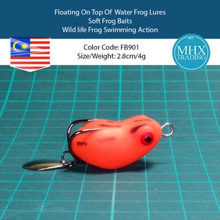 Umpan Katak Tiruan 2.8cm/4g Floating Top Of Water Frog Lures Soft Frog Baits  Wild life Frog Swimming Action