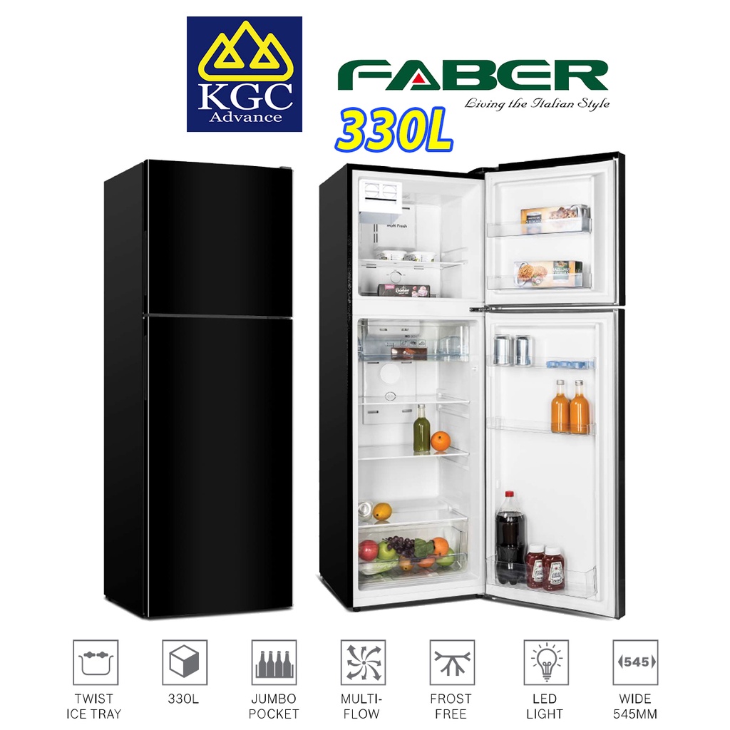 FABER 330L 2 Door Fridge LUSSO 332BK Refrigerator | Shopee Malaysia