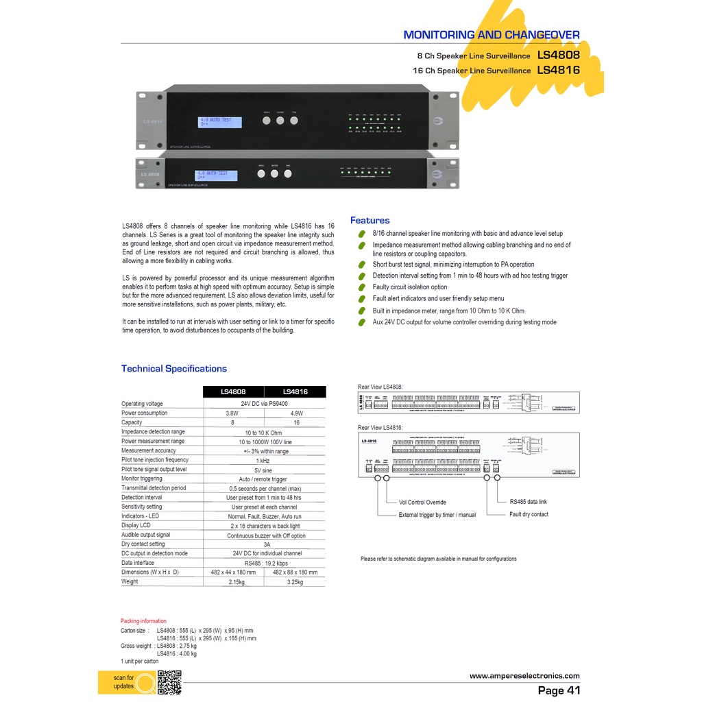 Amperes LS4808,8 Ch speaker line monitor with impedance measurement 1