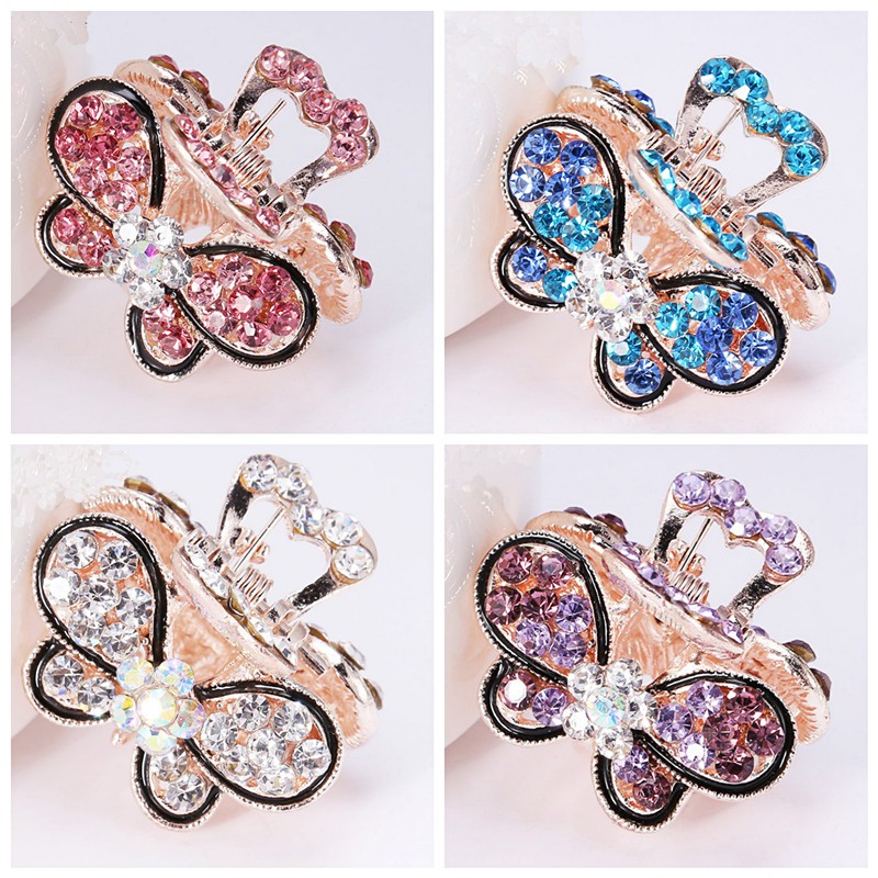 韩版精致蝴蝶水钻小抓夹 Korea Style Butterfly Rhinestone Mini Hair Clip Crystal