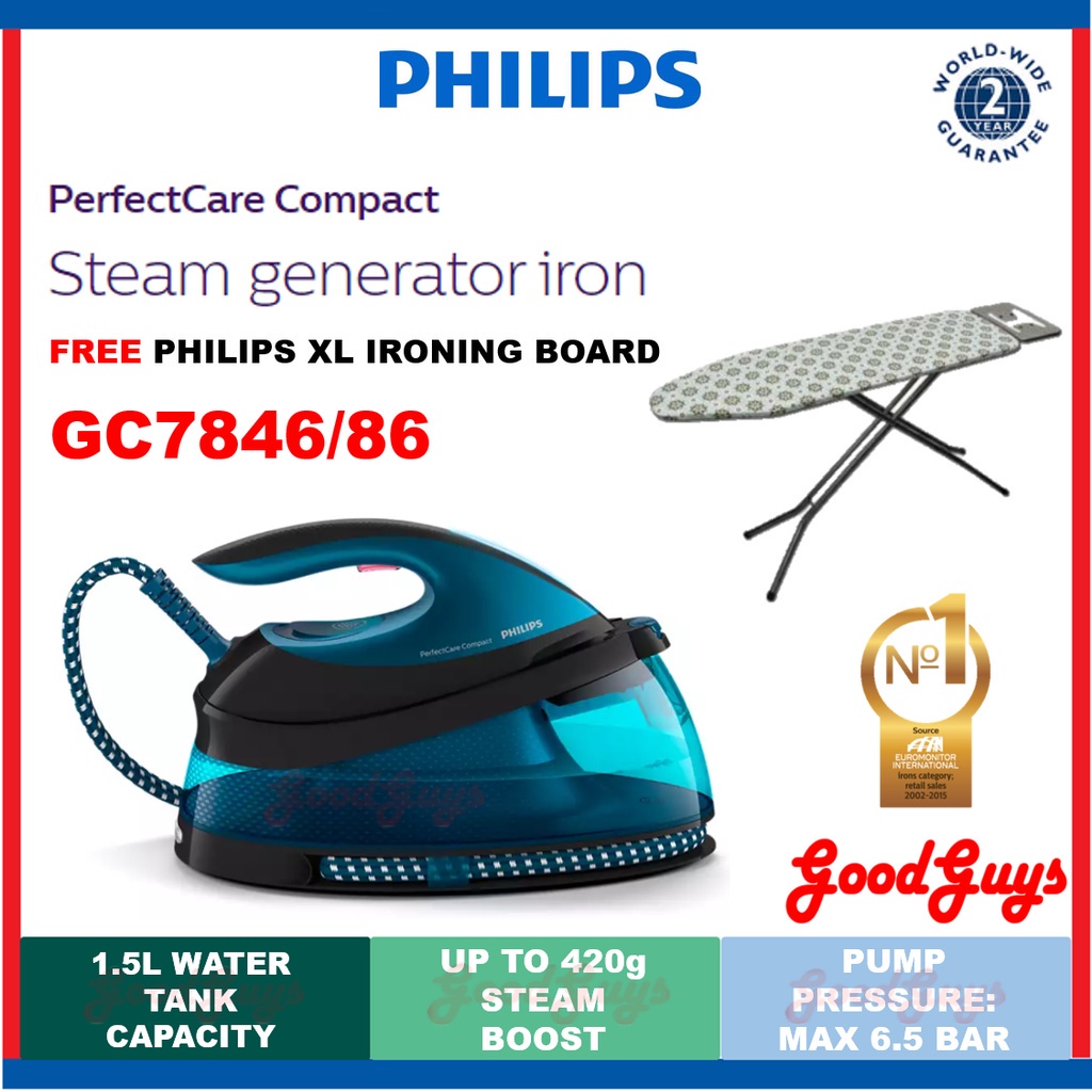 PHILIPS GC7846 PERFECTCARE COMPACT STEAM GENERATOR IRON 2400W / 6.5BAR /  420g