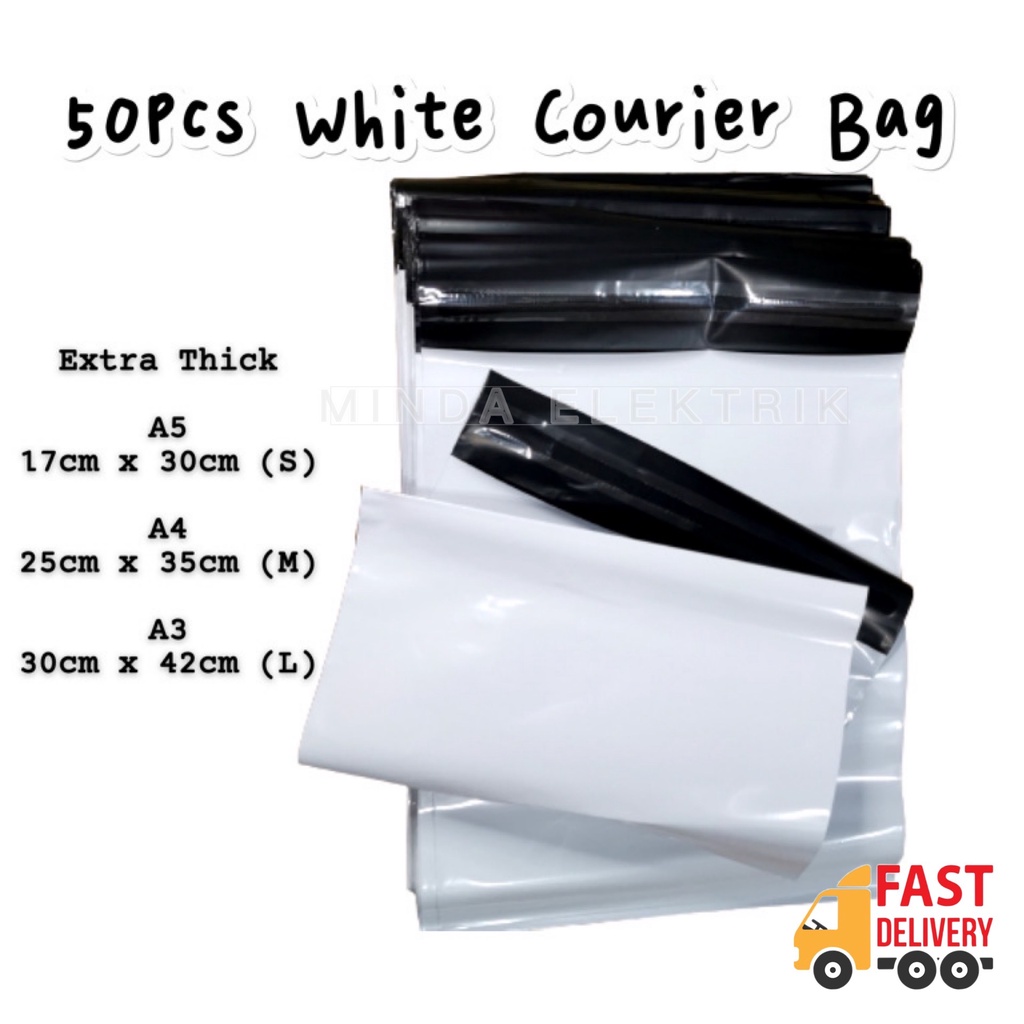 Malaysia Courier Bag Premium White Extra Thick/ White Courier Bag Tebal