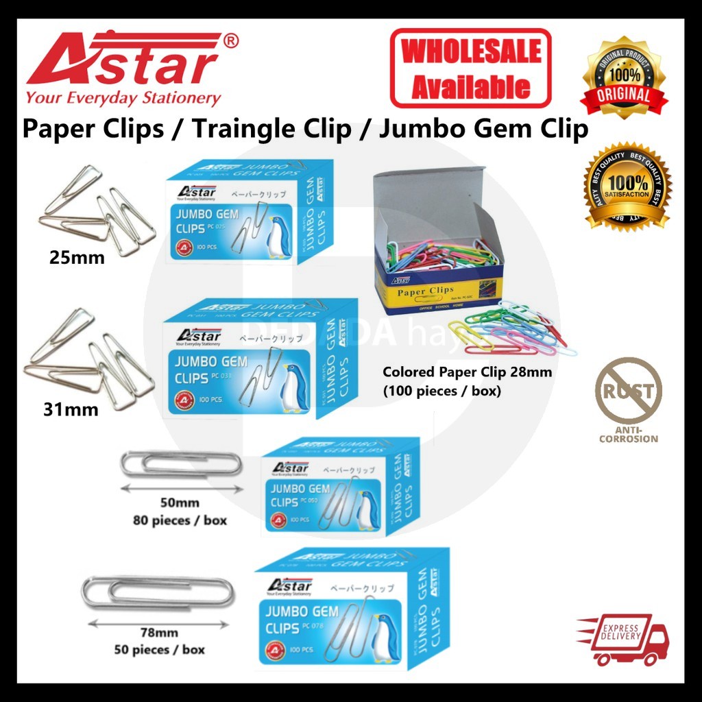 Astar Paper Clip/Triangle Clip/Colored Triangle Clip/Jumbo Gem Clip ...