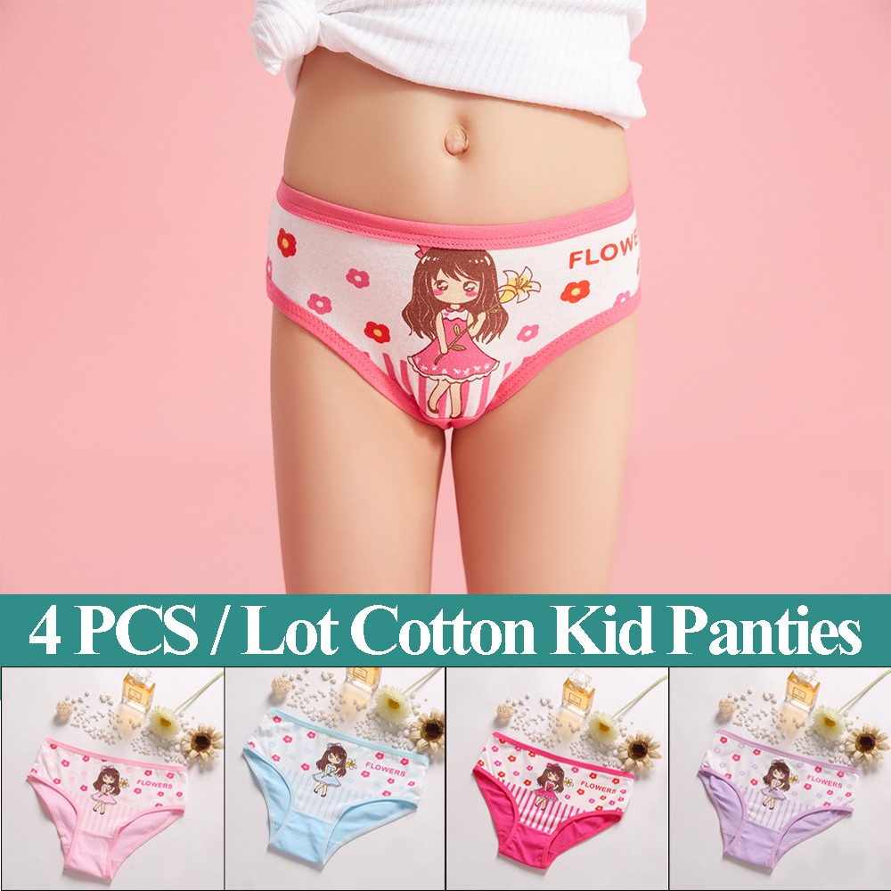Cute Little Girls' Cotton Briefs Breathable Toddler Panties Kids