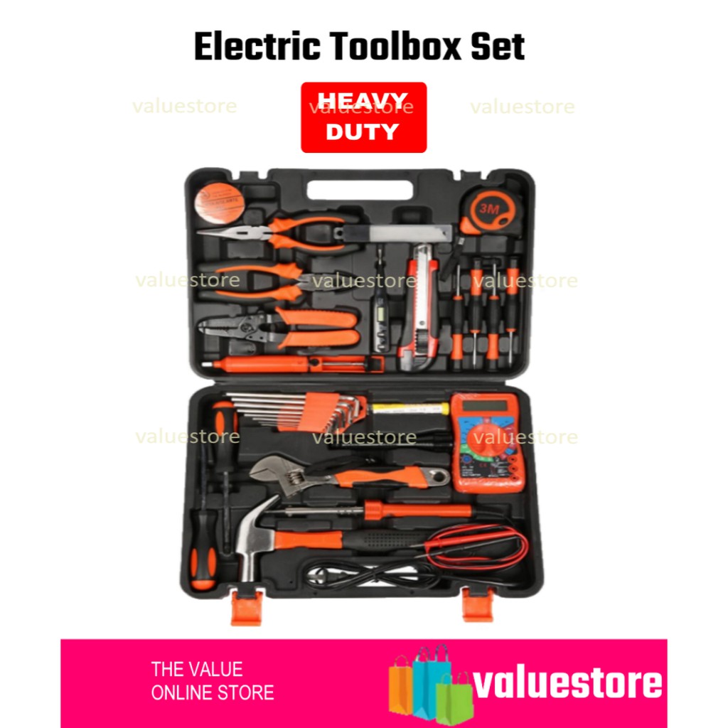 35 Pcs Electrical Multifunction Toolbox Set Electrician Professional