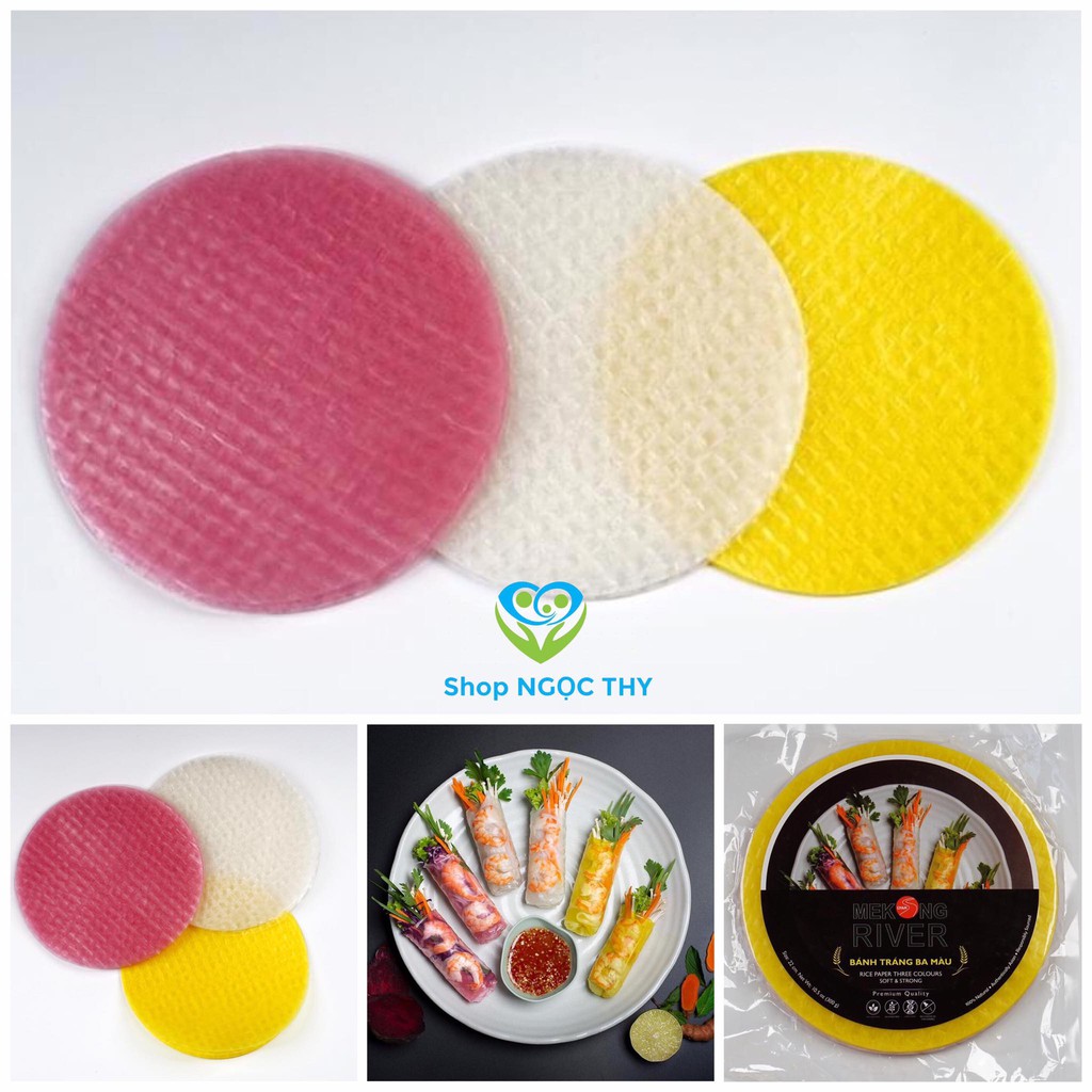 Mekong River 3-color rice paper rolls 300gr (white, saffron yellow ...