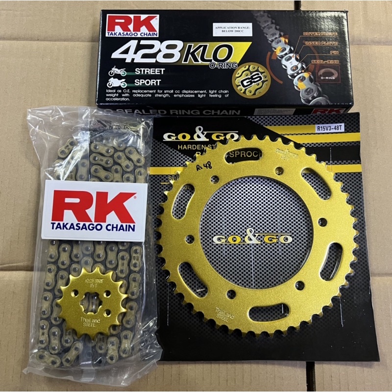 YAMAHA R15 R15M MT15 SPROCKET GOLD 428 ORING CHAIN FULL SET RK GONGO