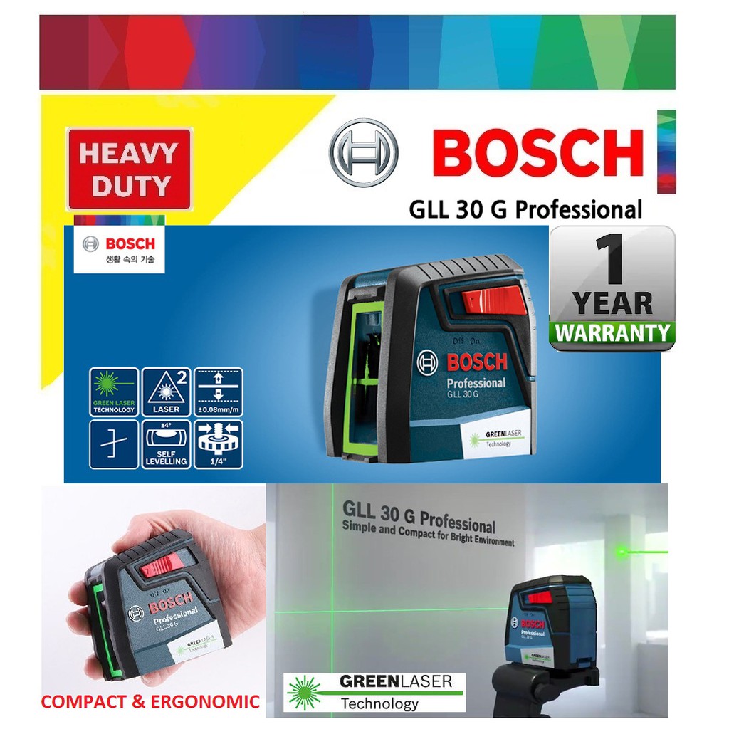 Bosch GLL 30 Self Leveling Cross Line Green Laser Level Shopee