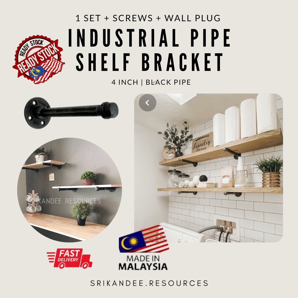 Industrial Pipe Shelf Brackets with Screw Industrial Shelving