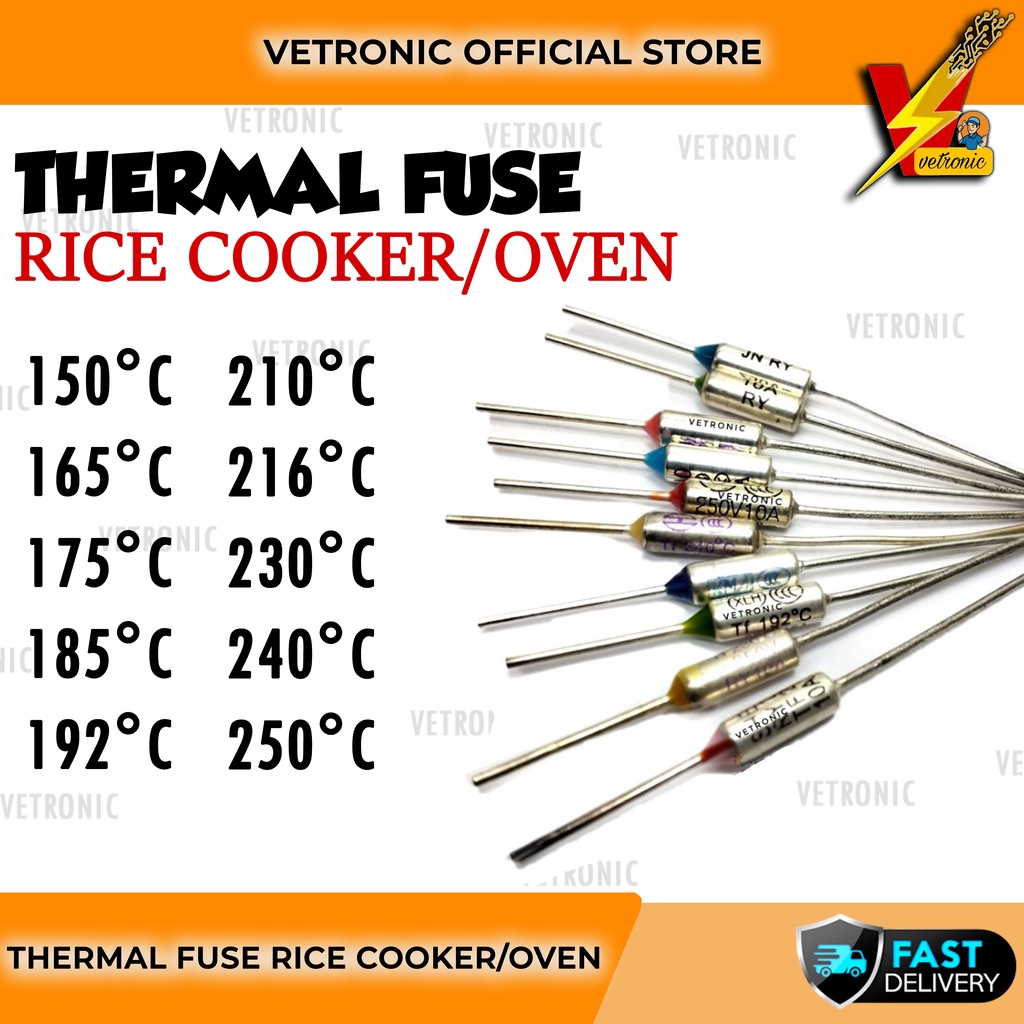 Rice Cooker Thermal Fuse 250V 10A 152C / 165C / 175C / 180C / 185C