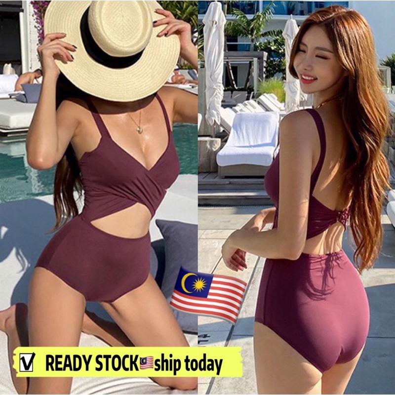 Malaysia Ready Stock Women Sexy Bikini Push Up Padded Bra Swimsuit Berenang  Wanita