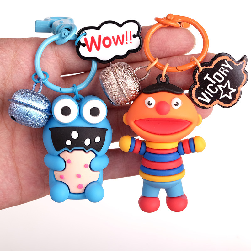 Ins Cartoon Doll Ernie Cookie Monster Elmo Big Bird Car Key Chain Bag ...