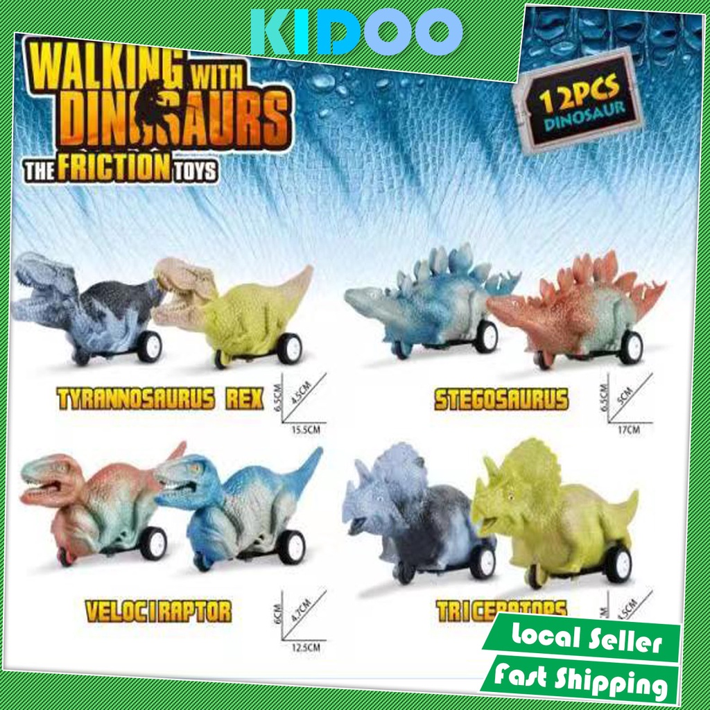 Kidoo Dinosaur Toy Vehicle Wind Up Pull Back Car For Kids Early