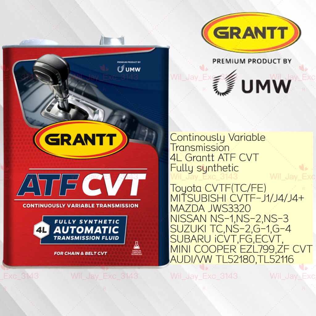 4 LITER GRANTT ATF CVT FLUID FULLY SYNTHETIC Continously Variable Tranmission Oil 4L ATF CVT