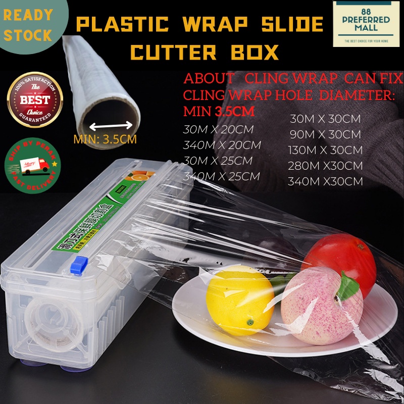 Plastic food wrap sale with slide cutter