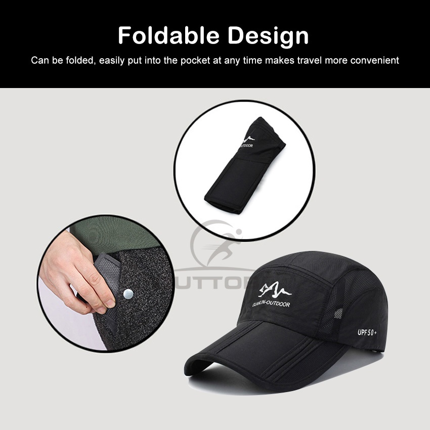 Outdoor Caps Foldable Baseball Cap Quick-drying Comfortable Hat Breathable  Cap Unisex Sun Protection Cap with Adjustable Buckle for Climbing Riding  Hiking Black