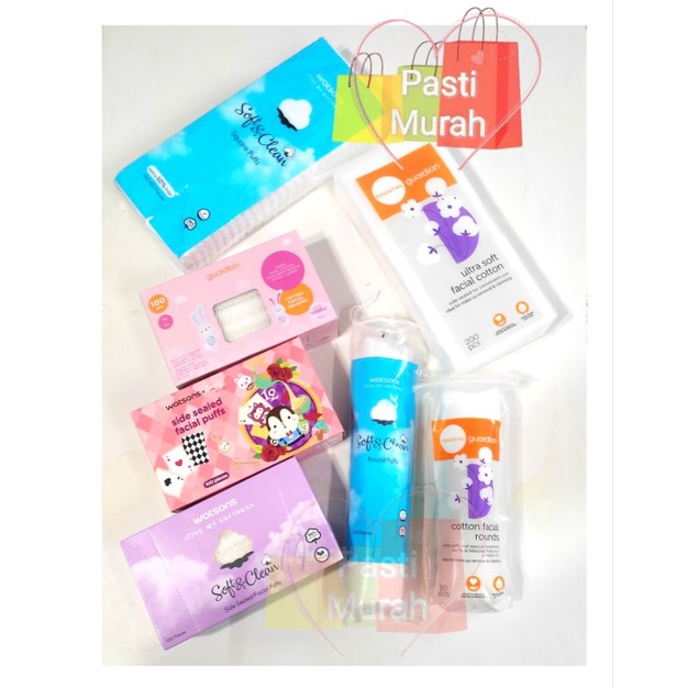 GUARDIAN / WATSONS Facial Cotton Puff, Square, Round Soft & Care Ultra