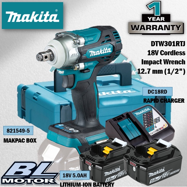 MAKITA DTW301RTJ DTW301Z 18V Cordless Impact Wrench 12.7MM 1 2 Shopee Malaysia