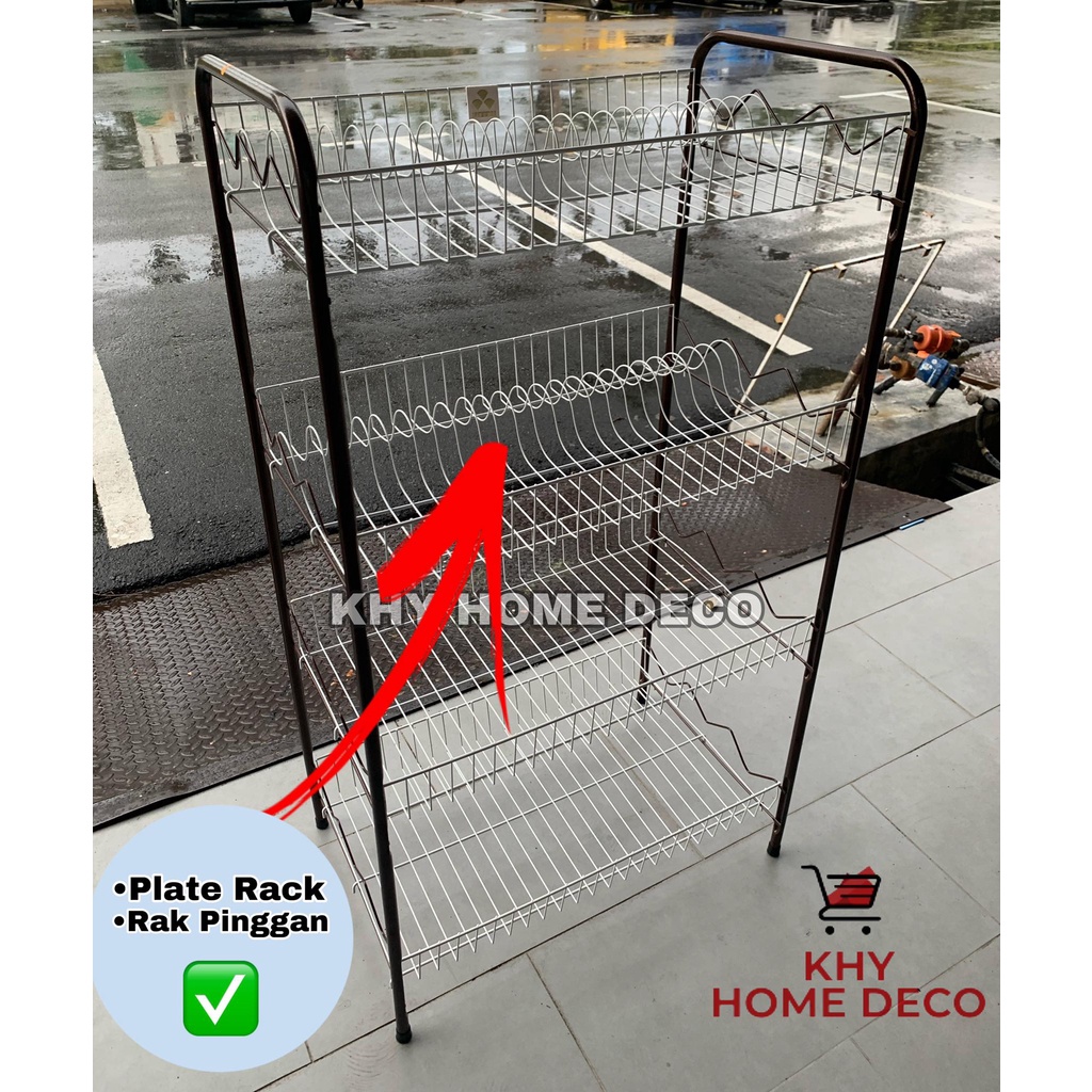 KHY-3V 4-Tier Steel Dish Plate Rack /Rak Pinggan Mangkuk/Dapur Rak ...