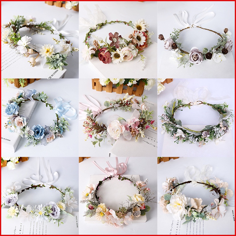 Bridal Flower Crown Bride Wreath Wedding Headdress Vintage Bohemian ...