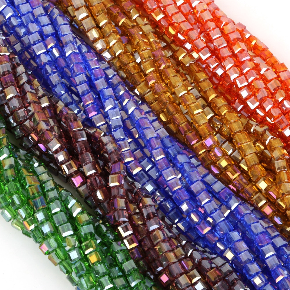 Cheap Crystal Glass Crystal Square Beads Loose Spacer Bead for DIY