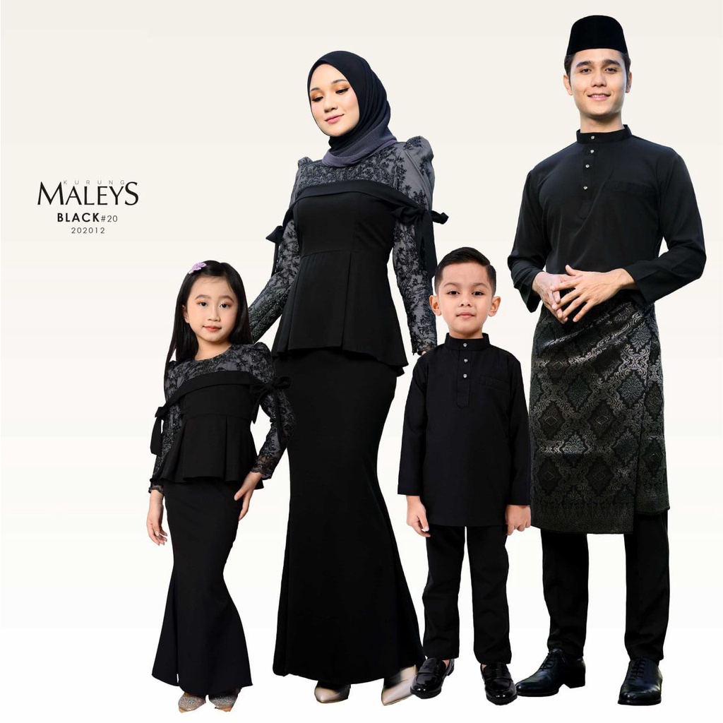 Baju Raya BLACK HITAM 2024 | Sedondon Family Baju Melayu Baju Kurung ...